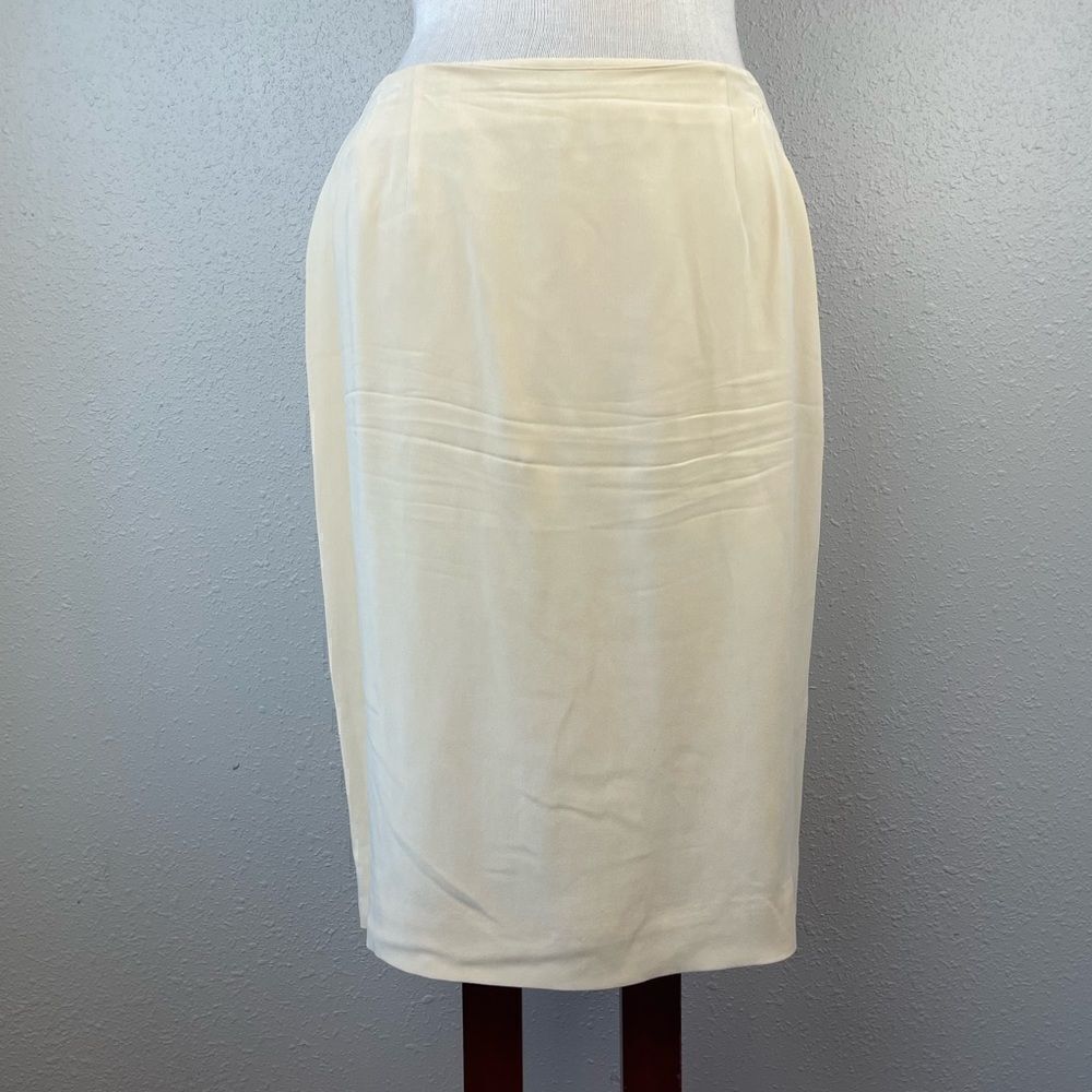 Liz Claiborne Collection Cream Silk Midi Skirt Size 10 EUC